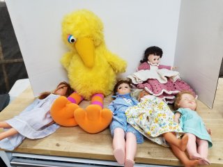 BOX of dolls and plush