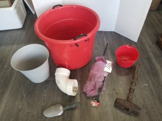 RED tub, sledge, and misc 