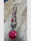 Item #22 — Red Multi-Strand Necklace w/ Shell Pendant