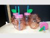 Item #402 — Pink Flamingo Mason Glass Jar Tumblers w/Straws