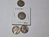 Item #84 — 1910 V nickel, 1937 Buffalo nickels, 1945 and 1943 Wartime nickels