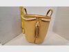 Item #832 — Tan Fabric Basket with Wood Beads & Tassels