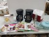 Item #710 — tote with COFFEE pots, mixer, cookbooks