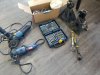 Item #173 — RYOBI tools, drill bits, stanley ratchets, jack stands