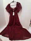 Item #644 — Burgundy Tiered Ruffle Dress, size small