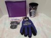 Item #419 — Colorado Rockies money pouch, utility gloves, beverage glass