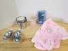 Item #544 — Scoops, pails, size large dog outfit, phone case
