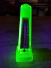 Item #45 — 1800's Vaseline glass obelisk thermometer, 5 inch tall, exc, cond. photo 1 of 3