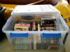 Item #287 — VHS Tape Collection in Clear Bin, 79 qt, tote inc