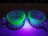 Item #96 — Vaseline glass, exc condition, cups each 2 by 4 inch