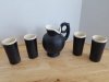 Item #213 — Pitcher and cups, tallest approx 9 inch