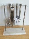 Item #134 — New Stainless Bar Tool Set on Marble Base