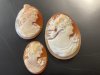 Item #19 — 3 Vintage Cameos, largest is 1.5 in