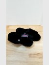 Item #539 — New Black Ladies Furry Slippers, M 8/9