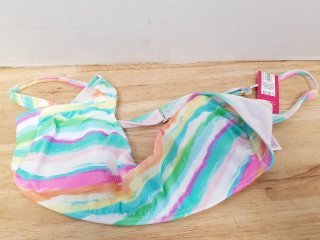 Item #664 — New Rainbow Stripe Bikini Top, L (8-10)