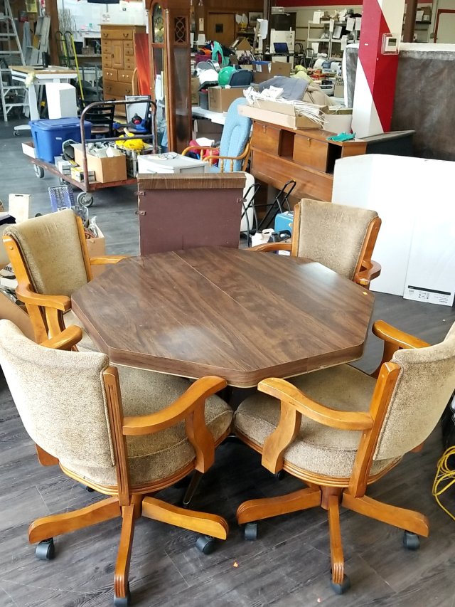 Item #248 — Octagonal Wood Dining Table w/ 4 Chairs photo 1 of 5