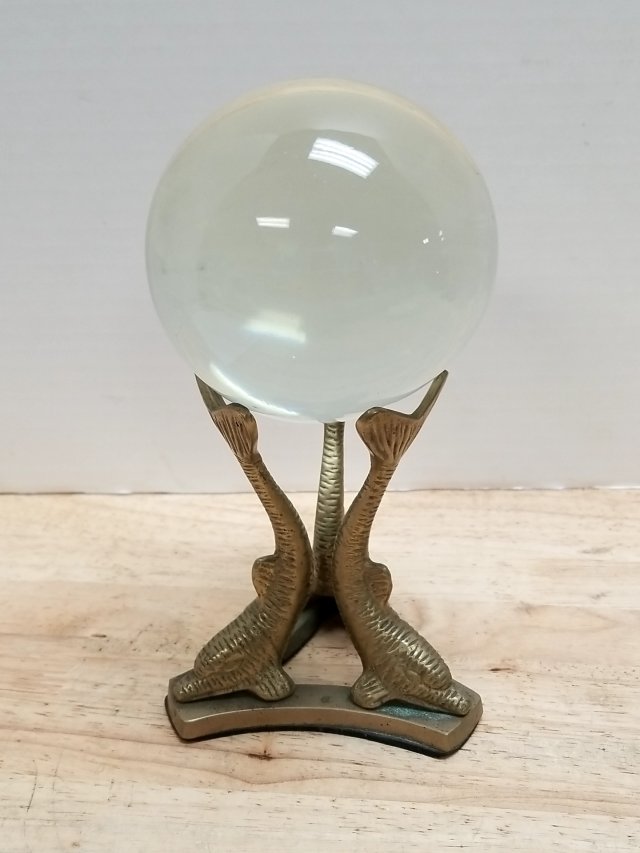 Item #282 — Brass Crystal ball on stand, approx 8.5 inch tall photo 1 of 4