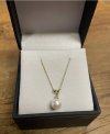 Item #39 — Freshwater Pearl Pendant marked 10K Yellow Gold Necklace photo 2 of 2