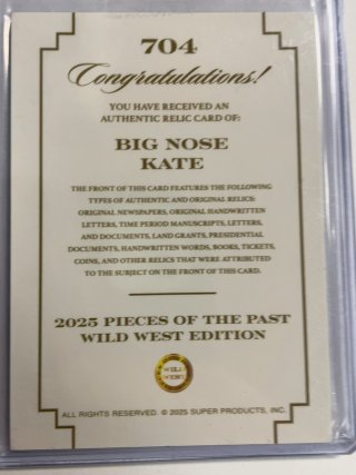 Item #61 — Big Nose Kate Wild West Trading Card photo 2 of 2