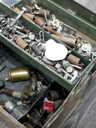 Item #229 — VINTAGE Toolbox with Hardware & Knobs photo 3 of 4