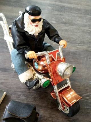 Item #241 — Santa Biker Figurine with Book & Pouch photo 2 of 5