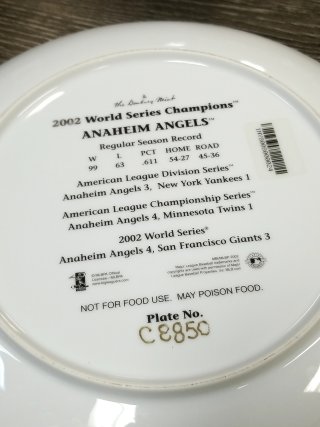 Item #291 — 2002 Anaheim Angels World Series Plate, exc cond photo 3 of 5