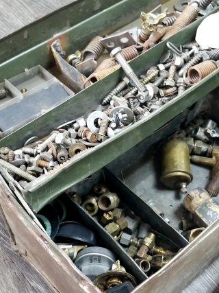 Item #229 — VINTAGE Toolbox with Hardware & Knobs photo 2 of 4