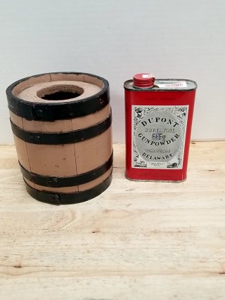 Item #214 — Vintage Powder Keg and Dupont Tin photo 1 of 5
