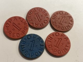 Item #66 — OPA Red Point Tokens (1940s) photo 1 of 2