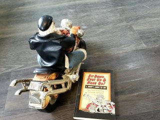 Item #241 — Santa Biker Figurine with Book & Pouch photo 4 of 5