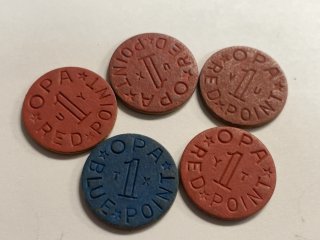 Item #66 — OPA Red Point Tokens (1940s) photo 2 of 2