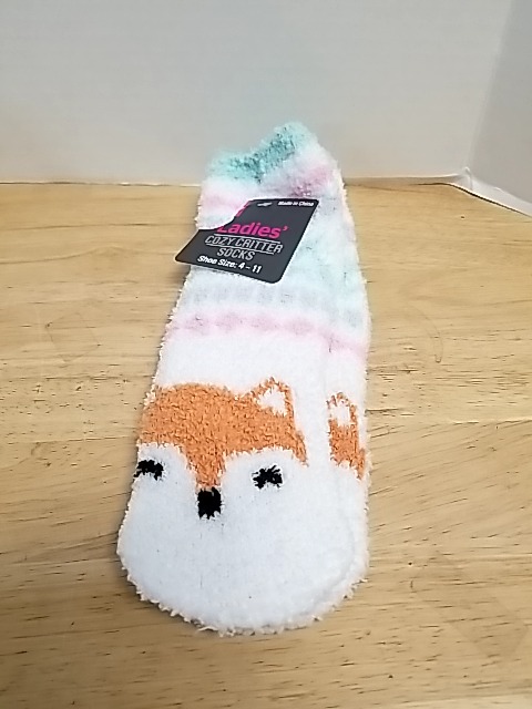 Item #205 — New Fuzzy Fox Ankle Socks Size 4-11