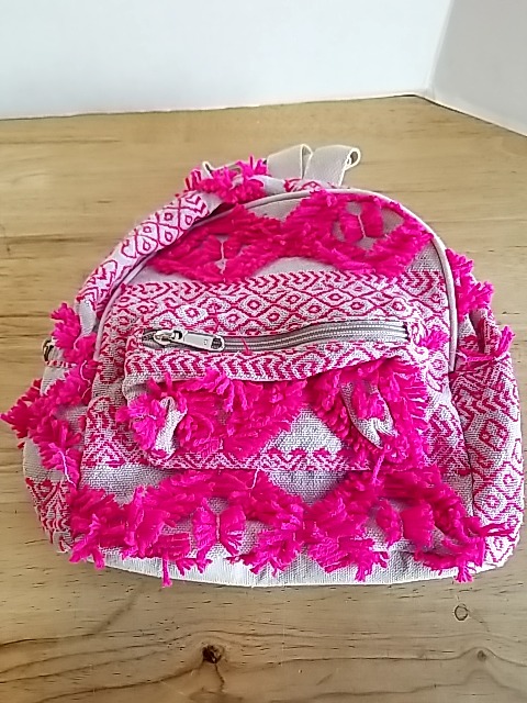 Item #509 — New Pink Fringed Backpack 12 in photo 1 of 2