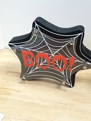 Item #181 — New Spider Web Boo Halloween Decor Each 8 x 7 inch photo 3 of 4