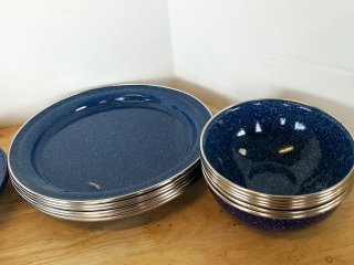 Item #252 — Camping Cookware Set with Blue Enamelwar photo 2 of 4