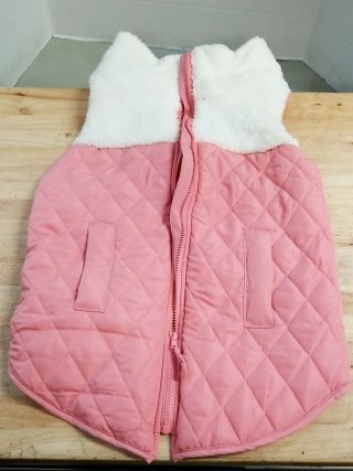 Item #343 — Pink Quilted Kids Vest with White Collar Xl