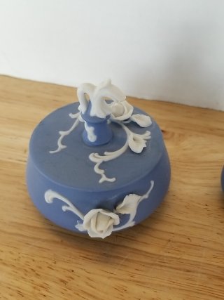 Item #260 — Blue Wedgwood Jasperware Set, tallest 6 inch photo 5 of 5