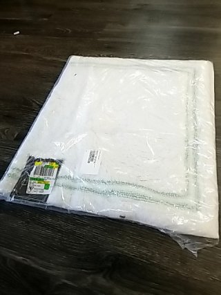 Item #199 — New White with Green Border bath rug 24 x 40 inch