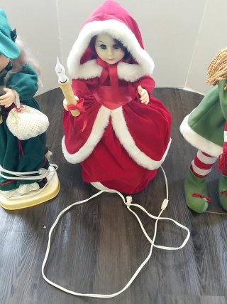 Item #258 — CHRISTMAS Dolls Trio, 2 are electric, tallest 30 inch photo 3 of 4