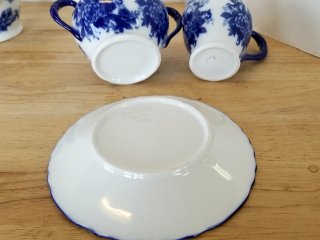 Item #253 — Blue Floral Porcelain Tea Set, tallest 8 inch, great shape photo 5 of 5