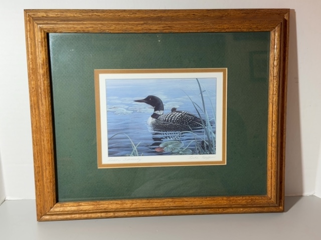 Item #101 — Loon Family framed print, signed by Luke Raffin, 16x14 inch photo 1 of 5