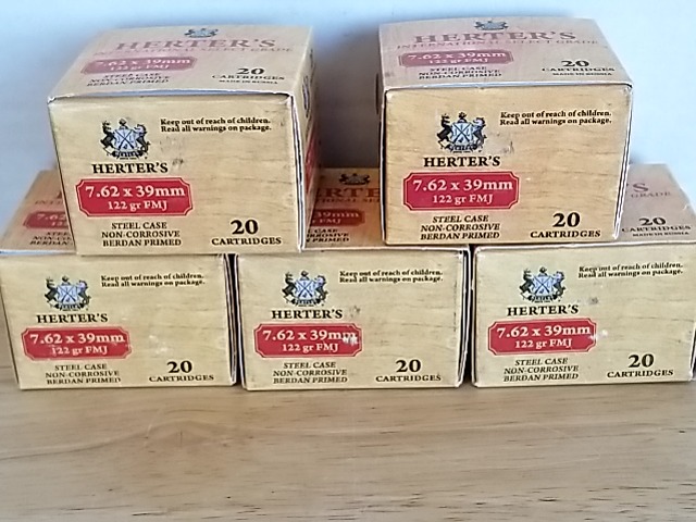 Item #133 — Herter's 7.62x39mm, 100 rounds, cant ship photo 1 of 2