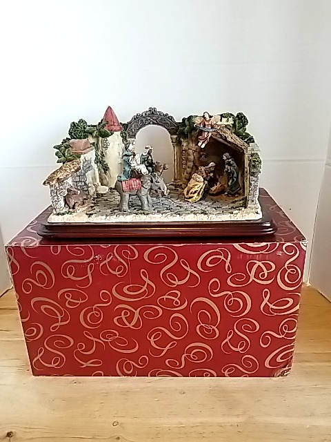 Item #48 — San Fran music box company Nativity Scene , 12 by 6 by 8 inch, exc cond photo 1 of 6