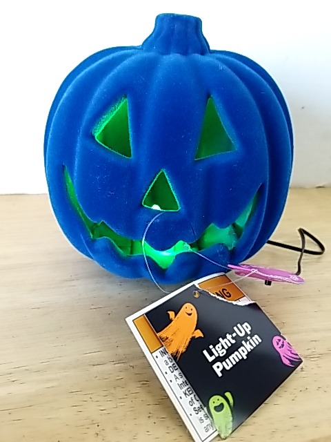 Item #111 — New Blue Light-Up Pumpkin 7 in