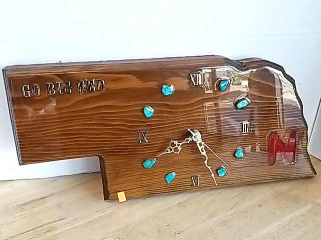 Item #22 — Vintage Nebraska Cornhuskers Wood Clock, 16 in photo 1 of 5
