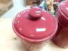 Item #244 — Red Ceramic Canister Set Good cond, largest 10 in photo 2 of 4
