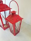 Item #7 — Red Metal Lanterns Set, tallest approx 12 inch photo 2 of 3