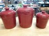 Item #244 — Red Ceramic Canister Set Good cond, largest 10 in photo 1 of 4