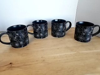 Item #189 — New Stoneware Spider Web Mugs Set