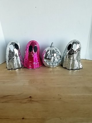 Item #324 — Disco Ball Ghost & Pumpkin Decor photo 1 of 3